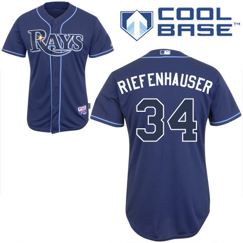 C-J Riefenhauser #34 MLB Jersey-Tampa Bay Rays Men's Authentic Alternate 2 Navy Cool Base Baseball Jersey